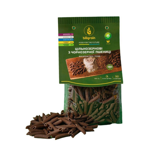 Цільнозернові з чорнозерної пшениці Пера (PENNE) 400г