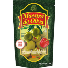 Оливки зелені з перцем Maestro de Oliva 170г